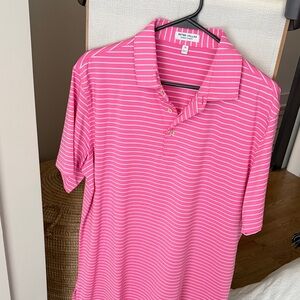 Peter Millar Pink Polo with White Stripes